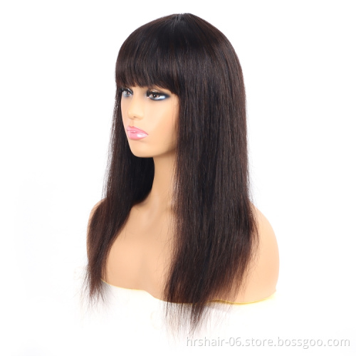 Li&Queen Hot Products Full Machine Straight Wigs Straight Human Hair Wigs With Bangs Brazilian Remy Hair Wigs